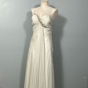 Morrell Maxie A Line Empire Beaded Stone Chest Maxi Evening Gown size 10- EUC
